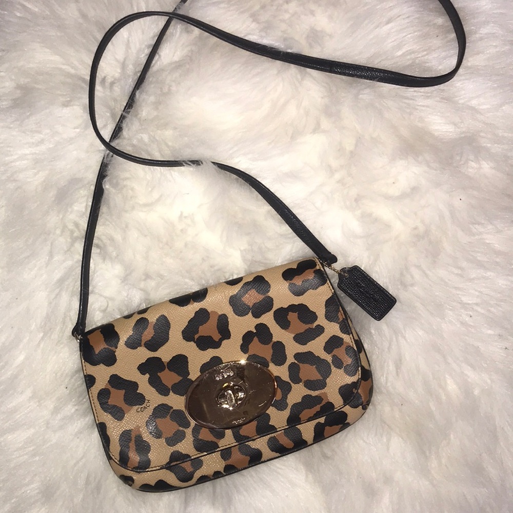 Coach leopard print cross body bag